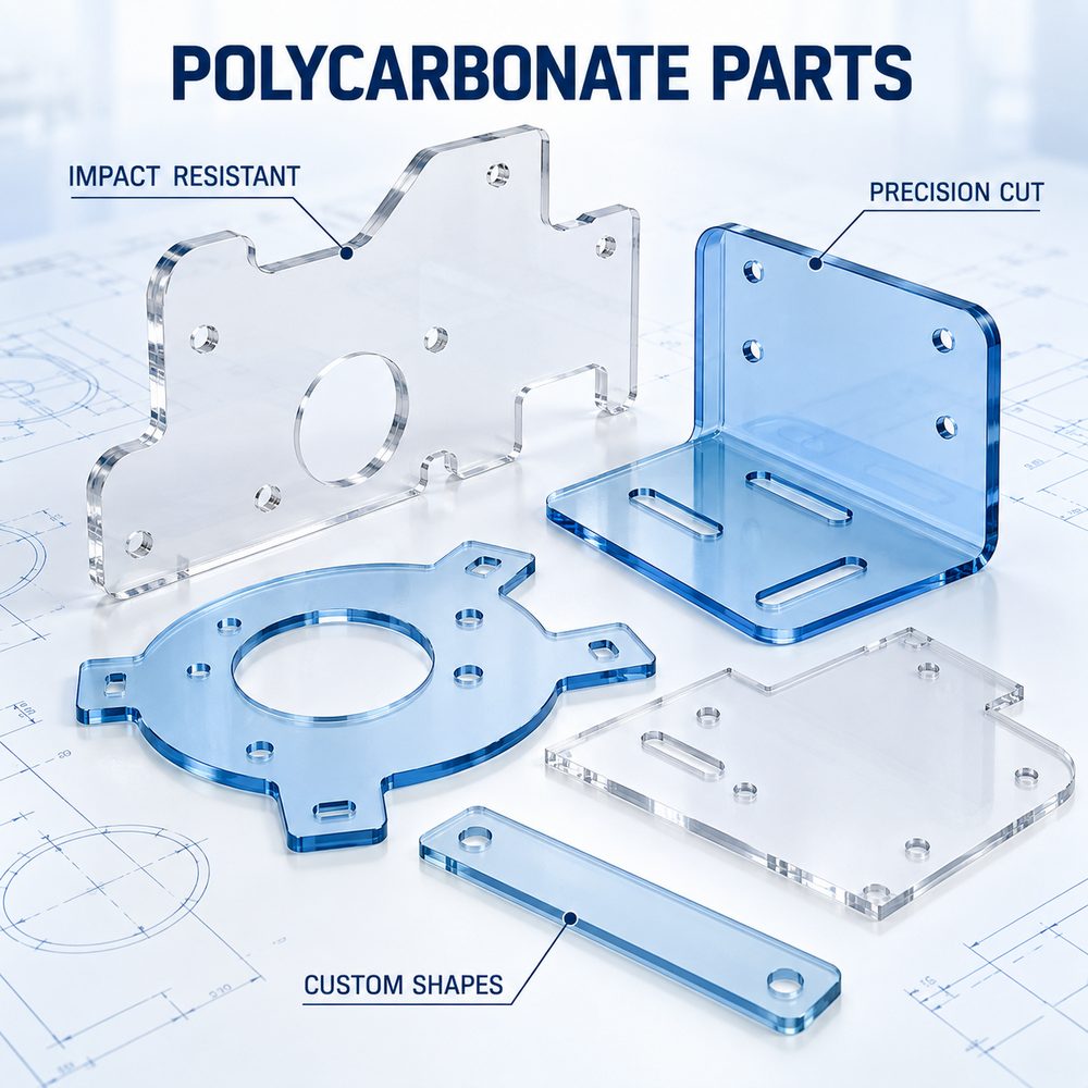 PC flat contour parts: impact resistant, precision cut, custom shapes