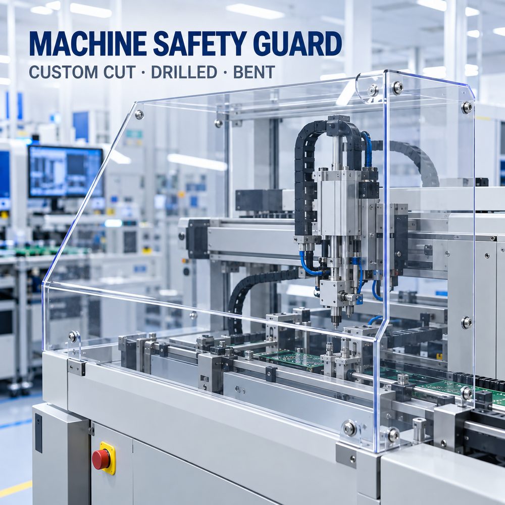 Machine safety guard, custom cut, drilled and bent